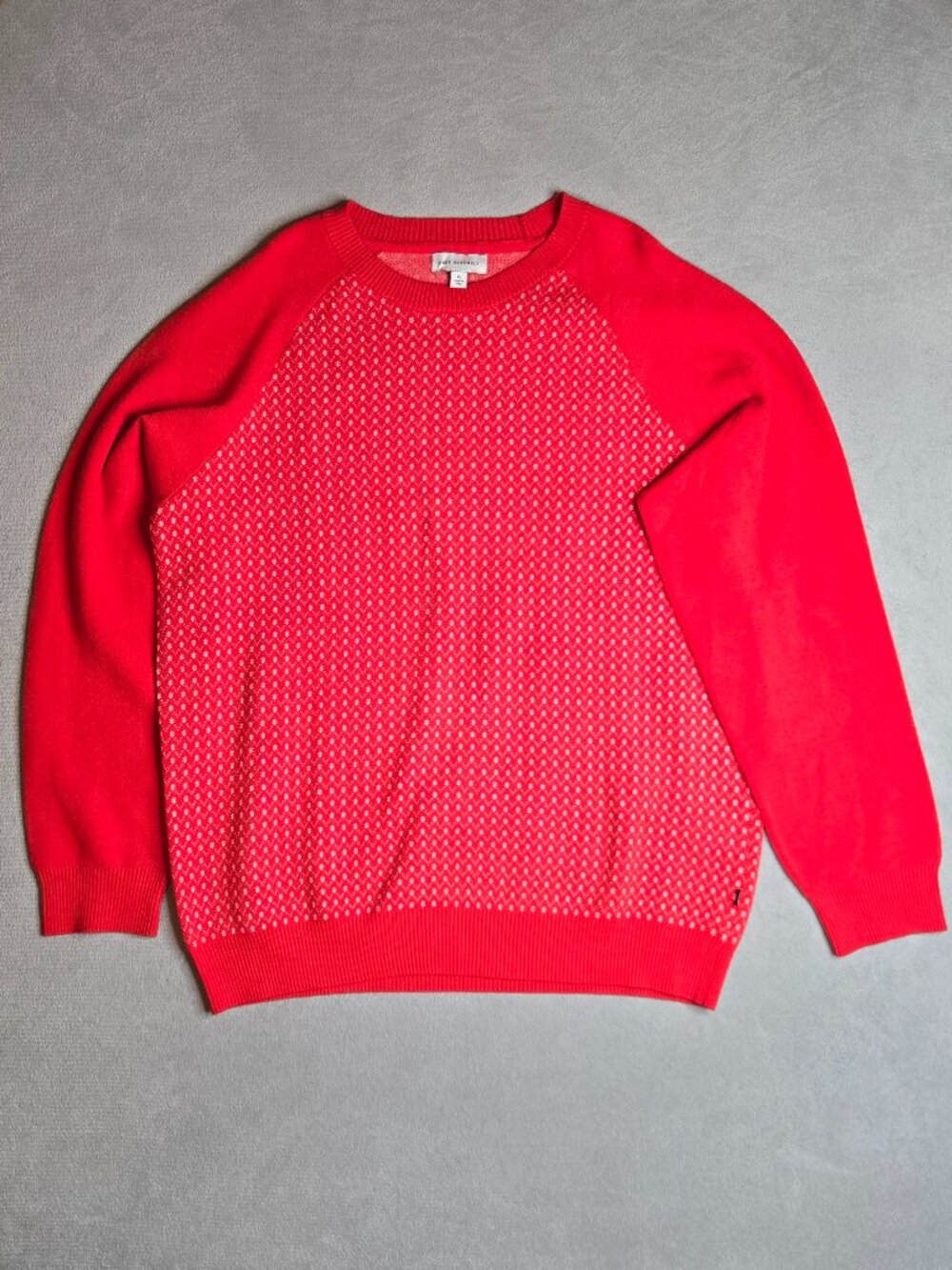 Free Assembly Red Geometric Knit Crew Neck Raglan Pullover Sweater - XL